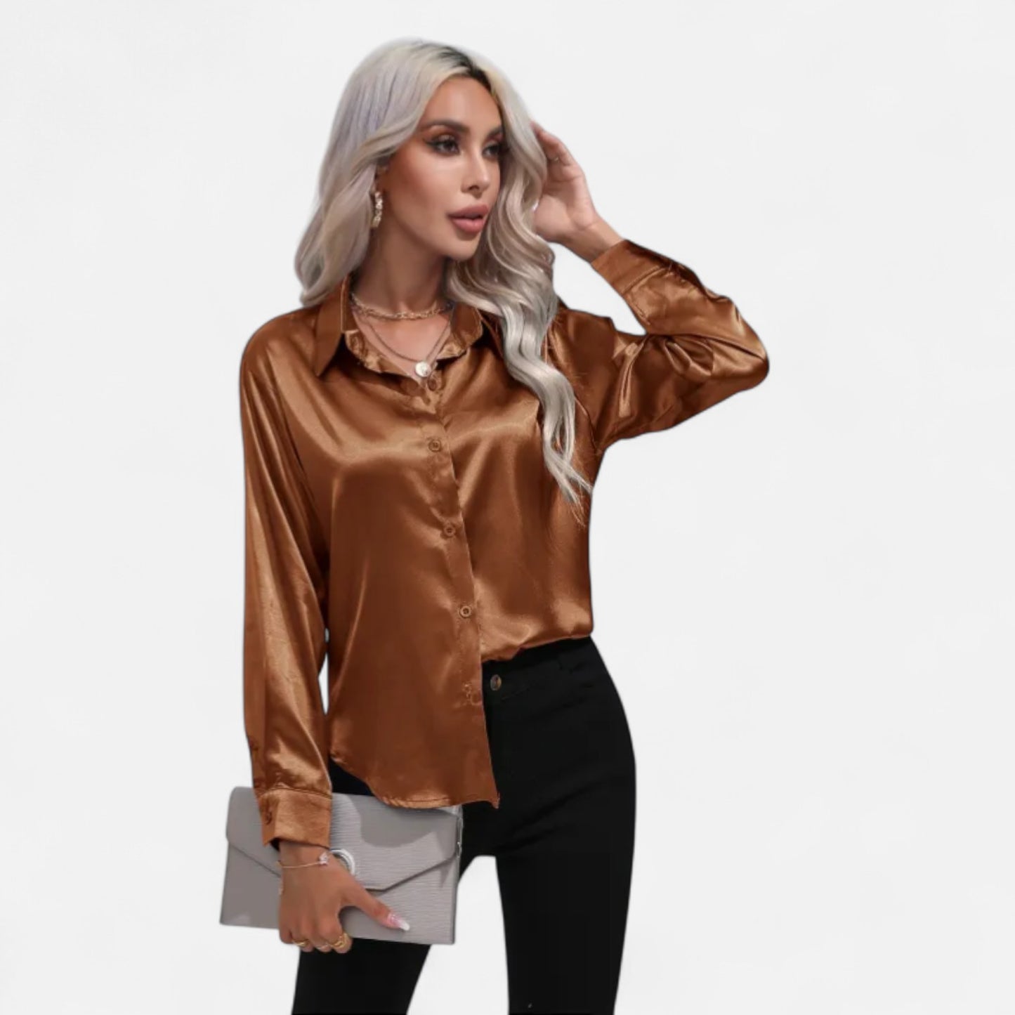 Ritouh | Women’s Silky Satin Shirt – Timeless Fit, Luxurious Texture