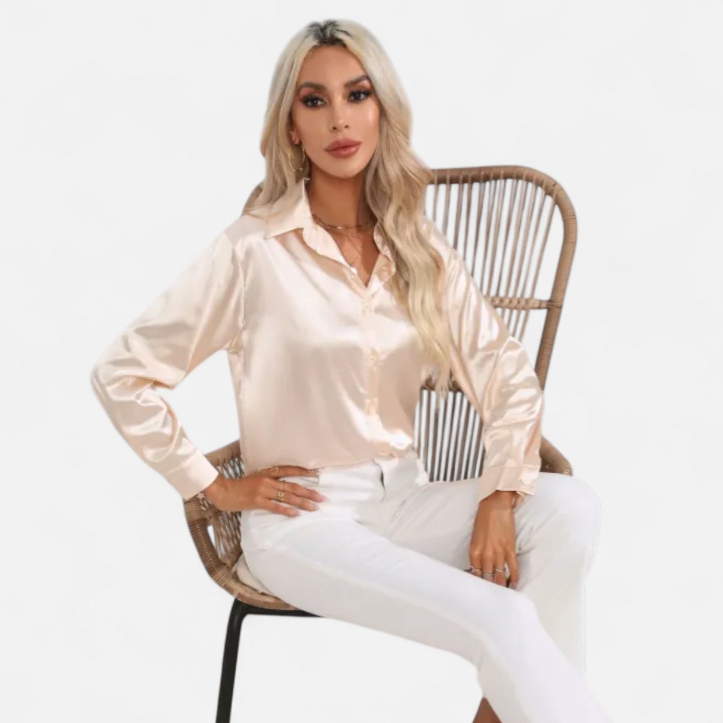 Ritouh | Women’s Silky Satin Shirt – Timeless Fit, Luxurious Texture