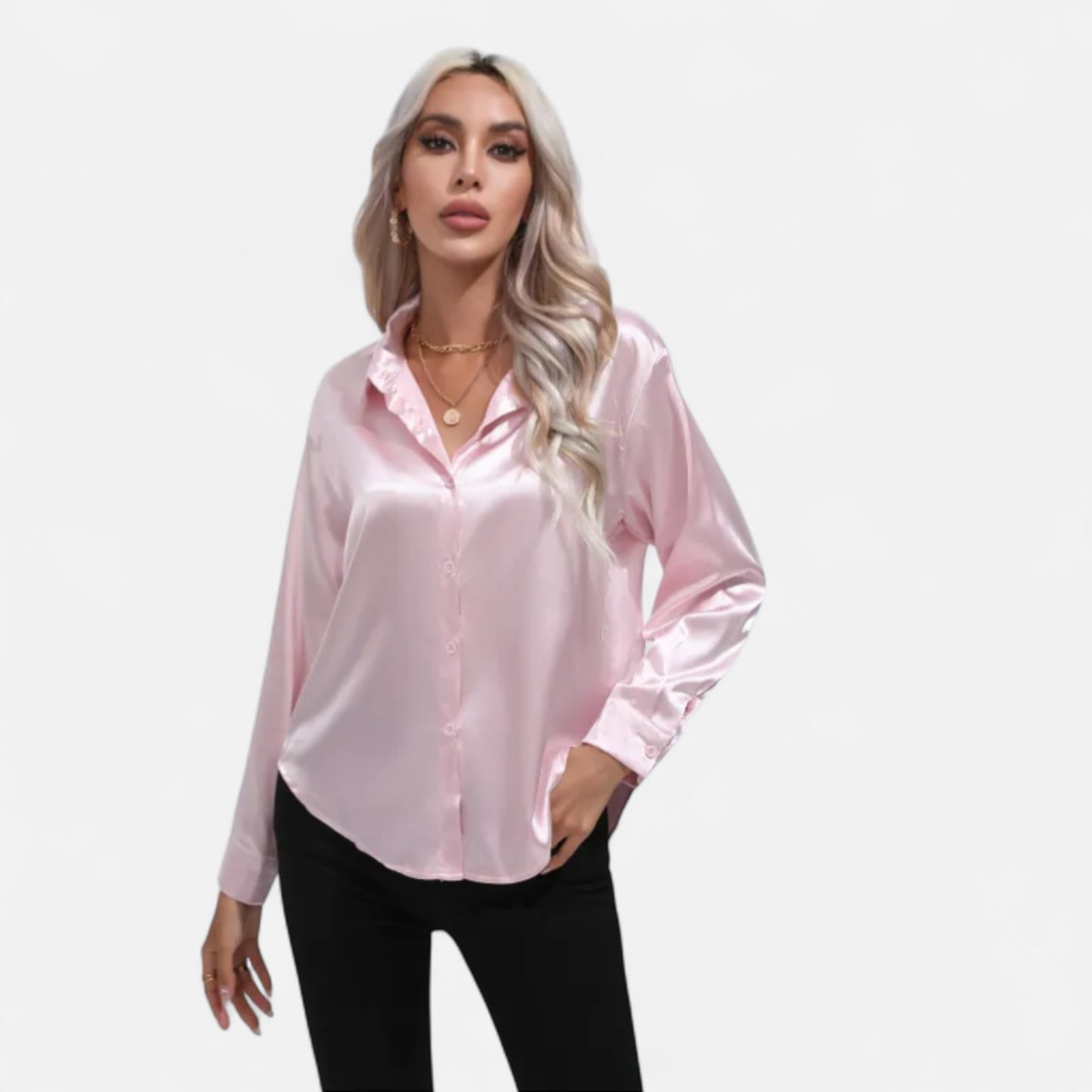 Ritouh | Women’s Silky Satin Shirt – Timeless Fit, Luxurious Texture