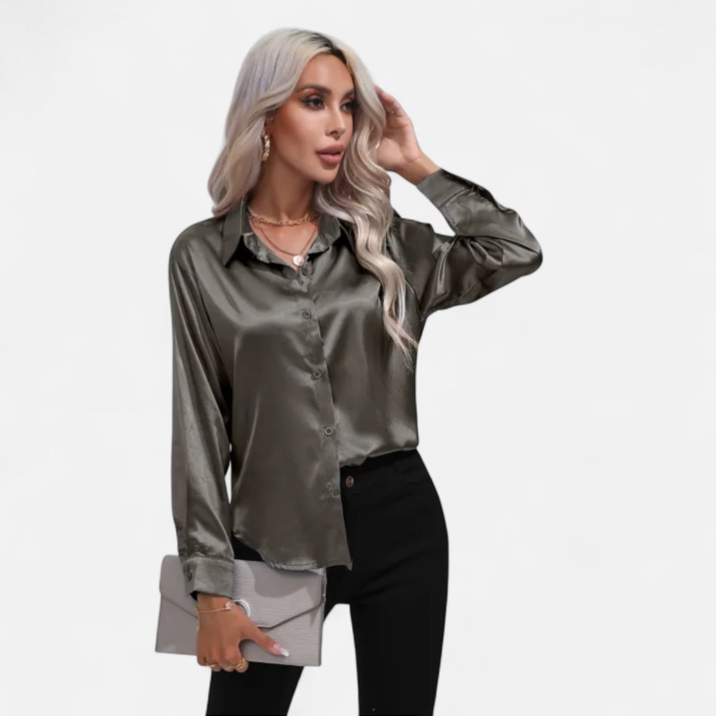 Ritouh | Women’s Silky Satin Shirt – Timeless Fit, Luxurious Texture