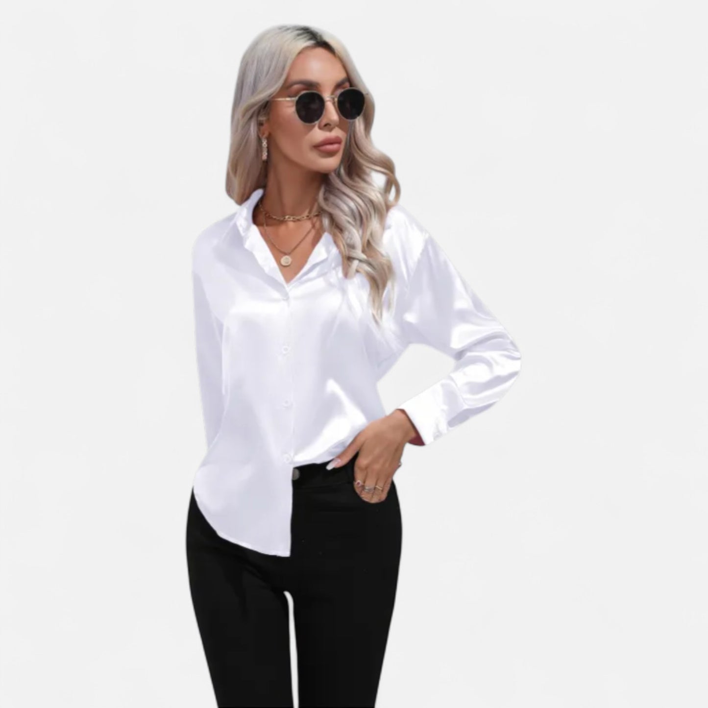 Ritouh | Women’s Silky Satin Shirt – Timeless Fit, Luxurious Texture