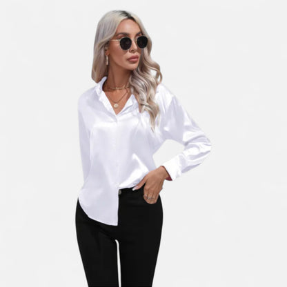 Ritouh | Women’s Silky Satin Shirt – Timeless Fit, Luxurious Texture
