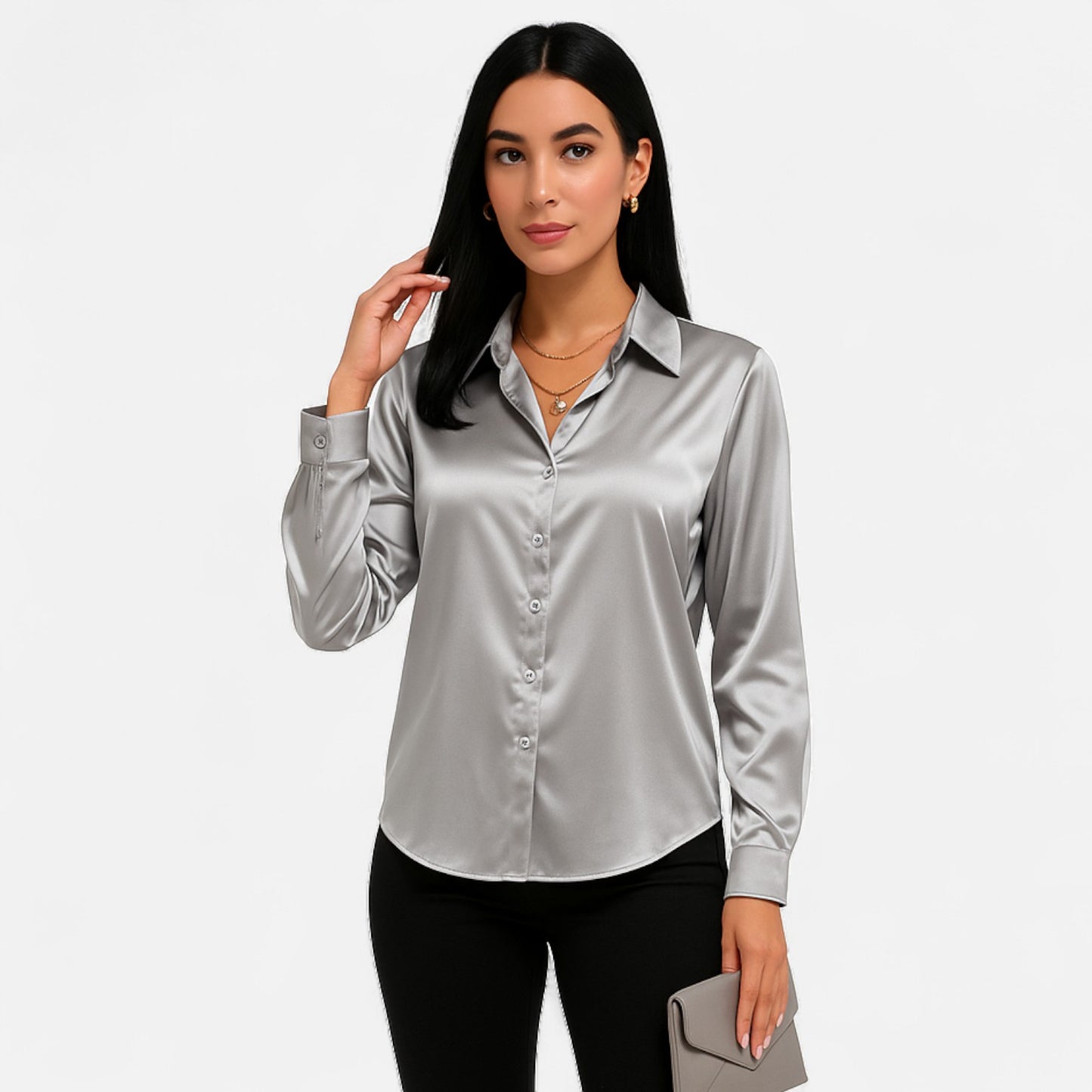 Ritouh | Women’s Silky Satin Shirt – Timeless Fit, Luxurious Texture