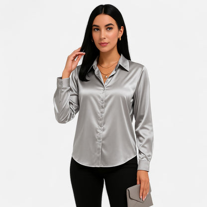 Ritouh | Women’s Silky Satin Shirt – Timeless Fit, Luxurious Texture