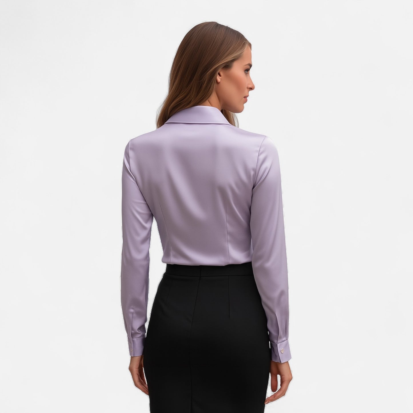 Ritouh | Women’s Satin Blouse – Draped Neck Elegance in White