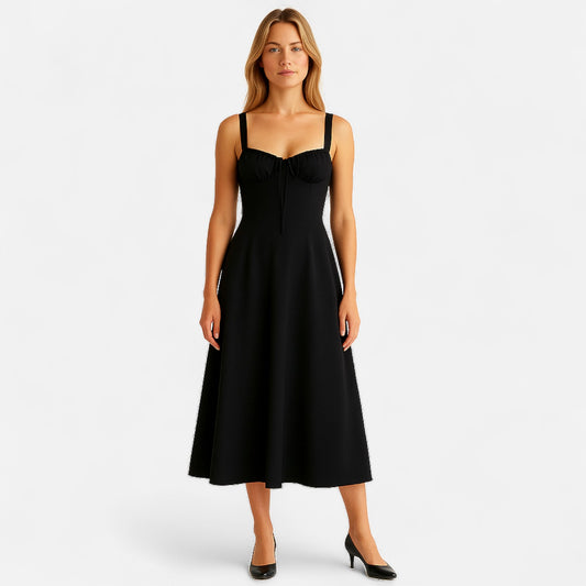 Ritouh | Women’s Summer Midi Dress – Sleeveless with Drawstring Fit
