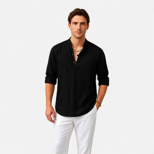 Ritouh | Men’s Lightweight Henley Shirt – Casual Comfort, Natural Texture