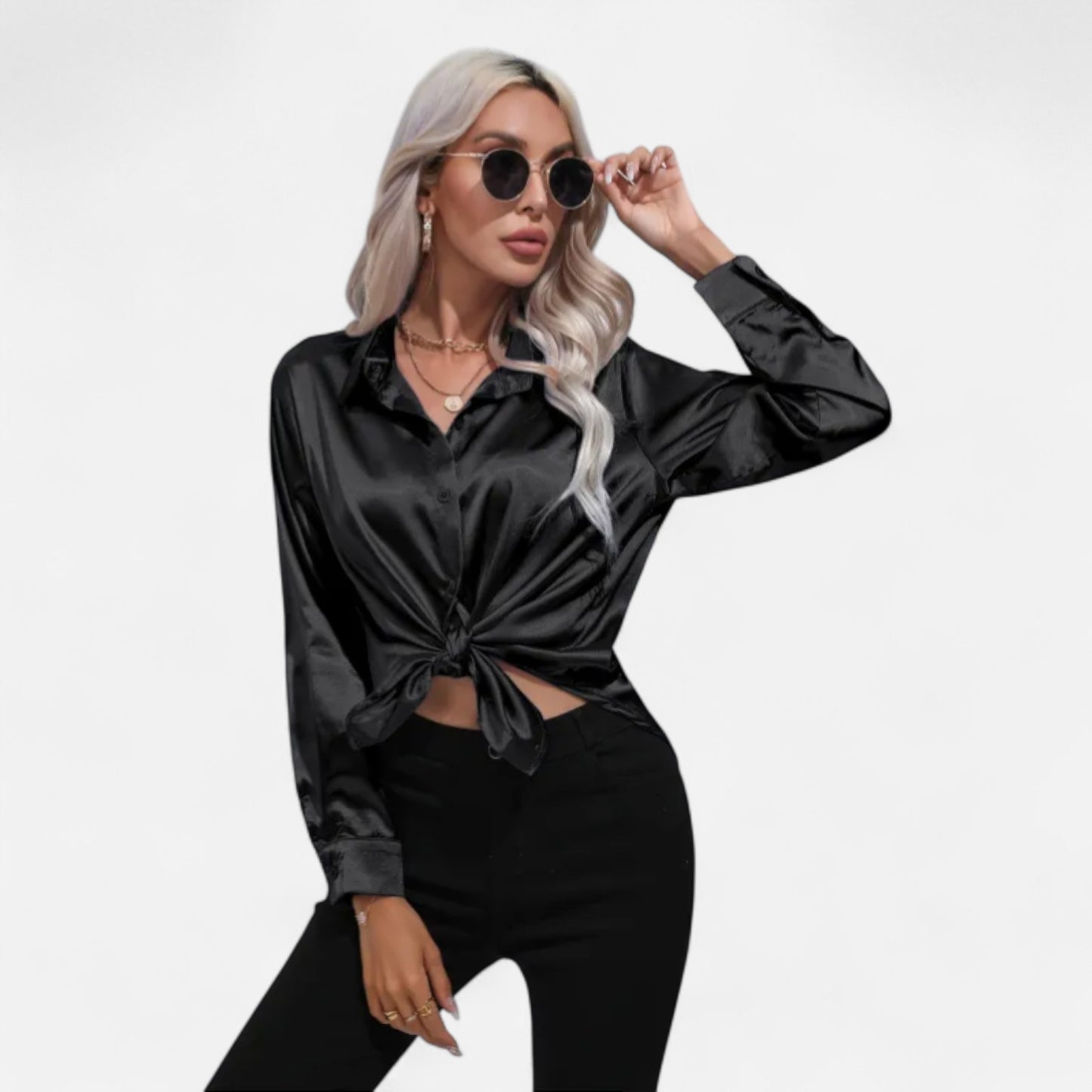 Ritouh | Women’s Silky Satin Shirt – Timeless Fit, Luxurious Texture