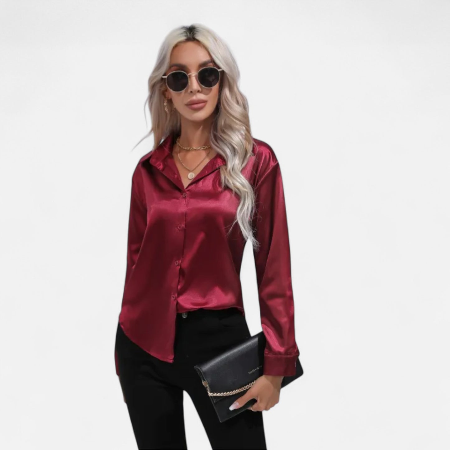 Ritouh | Women’s Silky Satin Shirt – Timeless Fit, Luxurious Texture