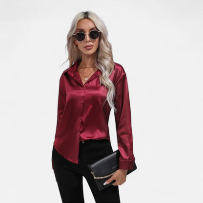 Ritouh | Women’s Silky Satin Shirt – Timeless Fit, Luxurious Texture