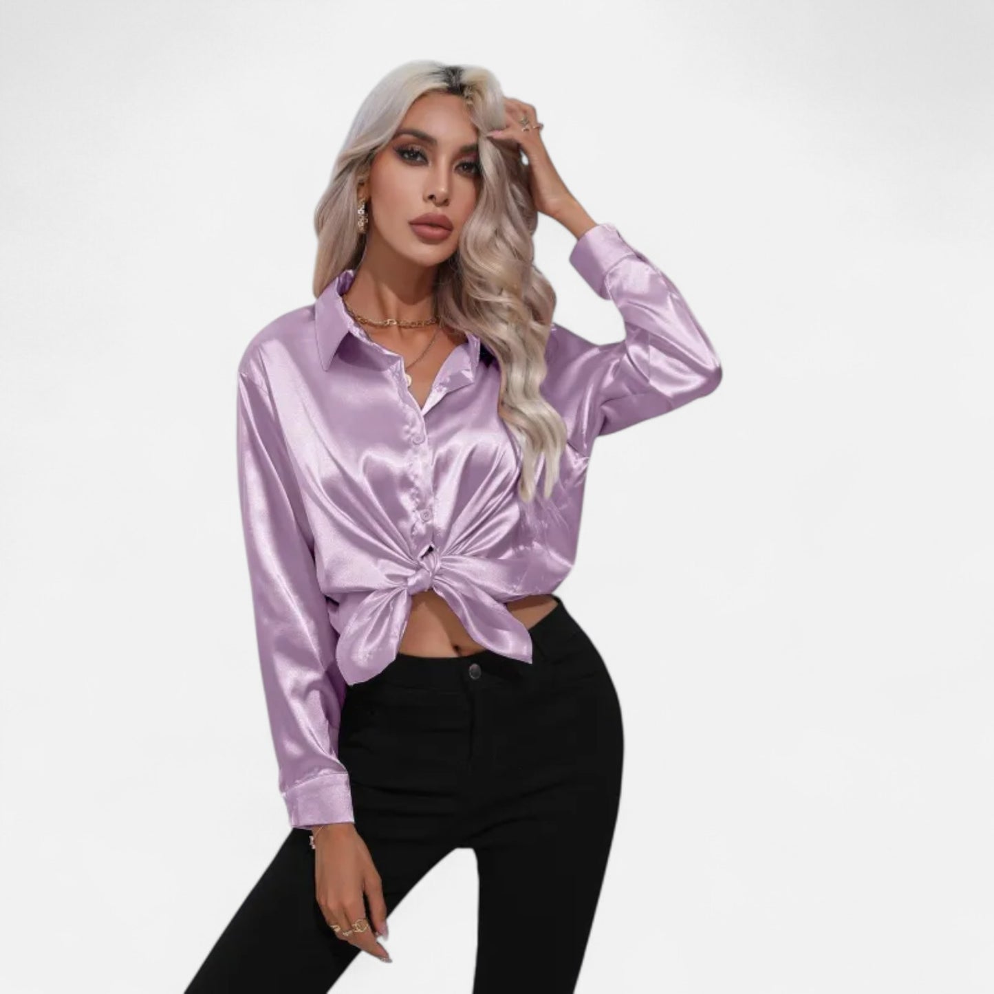 Ritouh | Women’s Silky Satin Shirt – Timeless Fit, Luxurious Texture
