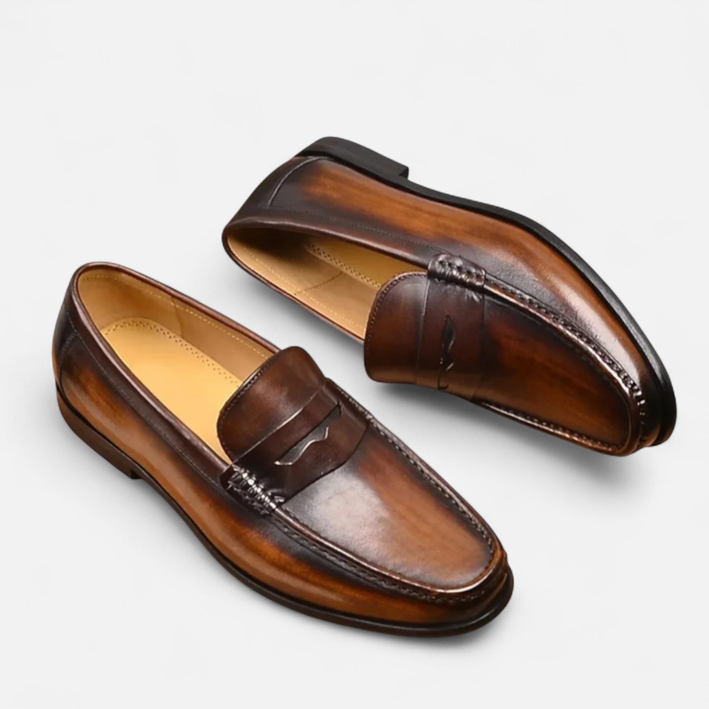 Ritouh | Men’s Leather Penny Loafers – Timeless Black Elegance