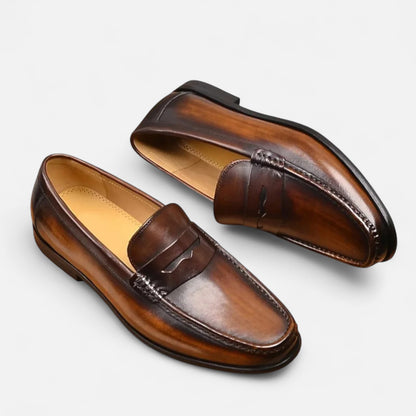 Ritouh | Men’s Leather Penny Loafers – Timeless Black Elegance