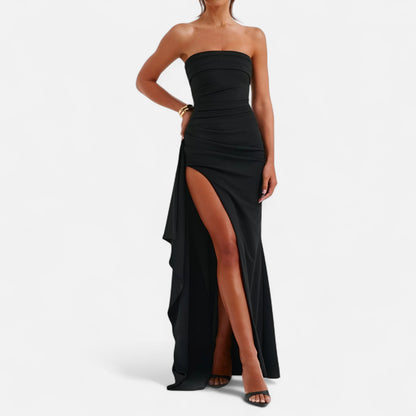 Ritouh | Women’s Strapless Maxi Dress – High Split & Sculpted Elegance