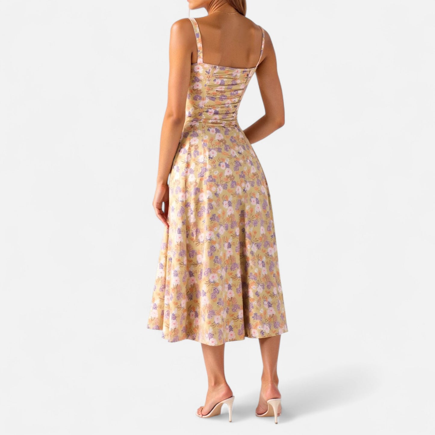 Ritouh | Women’s Summer Midi Dress – Sleeveless with Drawstring Fit