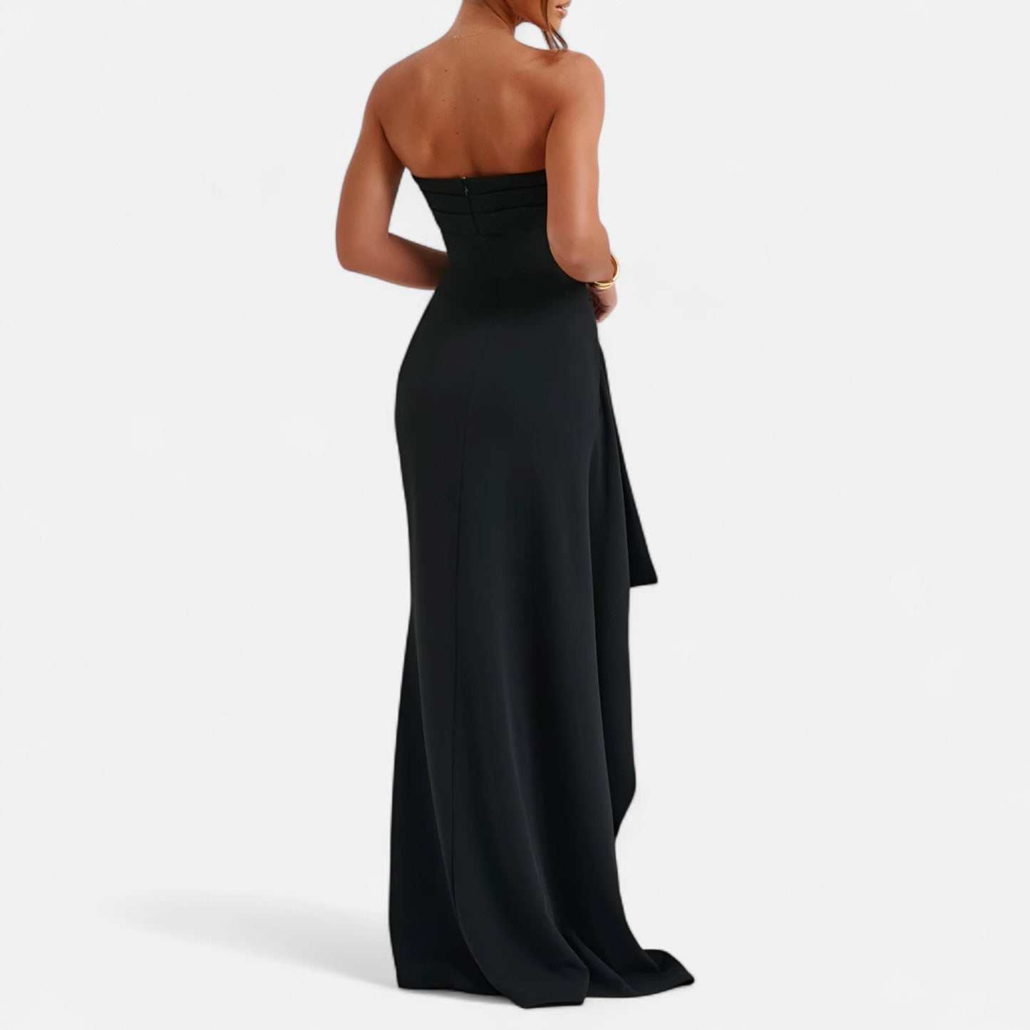 Ritouh | Women’s Strapless Maxi Dress – High Split & Sculpted Elegance