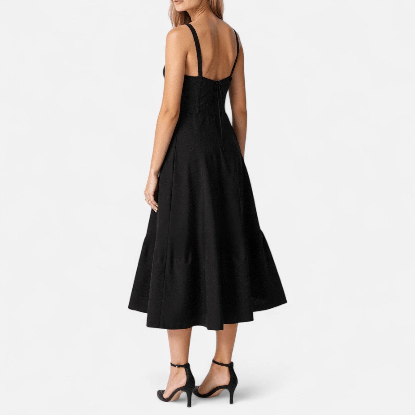 Ritouh | Women’s Summer Midi Dress – Sleeveless with Drawstring Fit