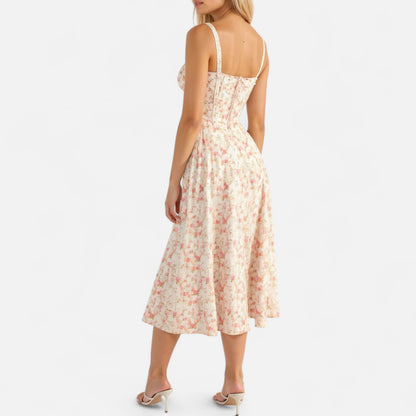 Ritouh | Women’s Summer Midi Dress – Sleeveless with Drawstring Fit