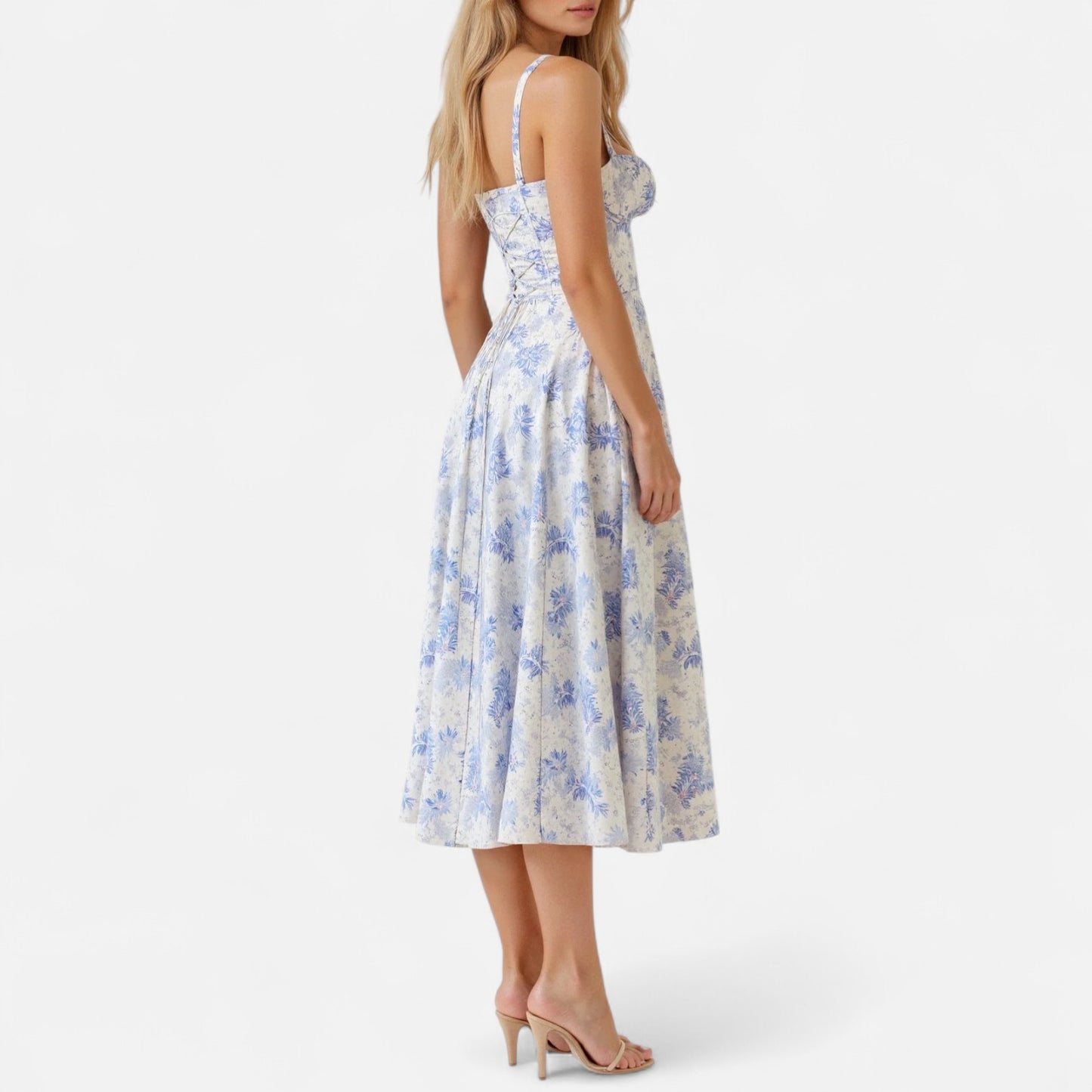 Ritouh | Women’s Summer Midi Dress – Sleeveless with Drawstring Fit