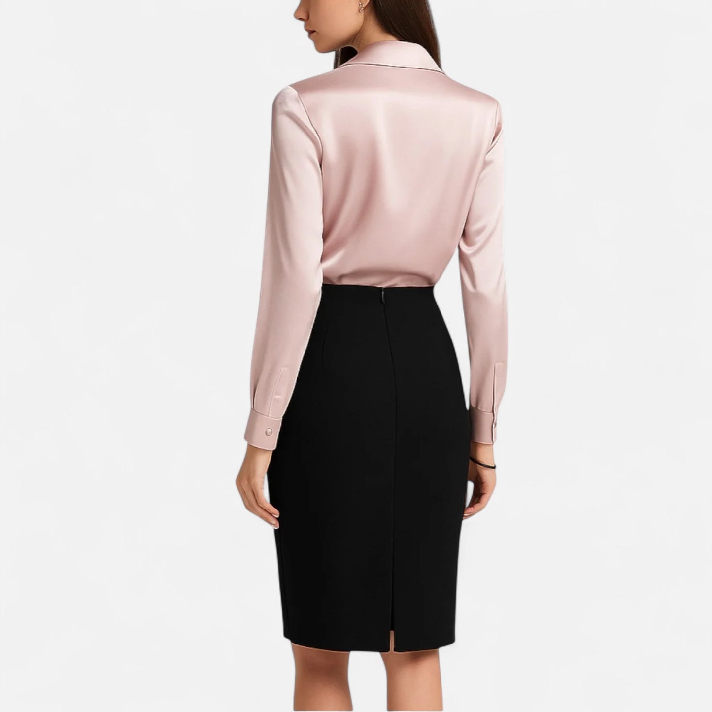 Ritouh | Women’s Satin Blouse – Draped Neck Elegance in White