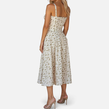 Ritouh | Women’s Summer Midi Dress – Sleeveless with Drawstring Fit