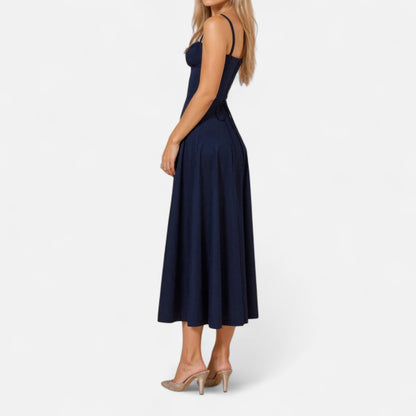 Ritouh | Women’s Summer Midi Dress – Sleeveless with Drawstring Fit