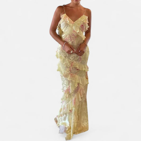 Ritouh | Women’s Graceful Maxi Dress – Airy Ruffles, Elegant Silhouette