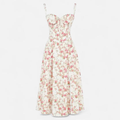 Ritouh | Women’s Summer Midi Dress – Sleeveless with Drawstring Fit