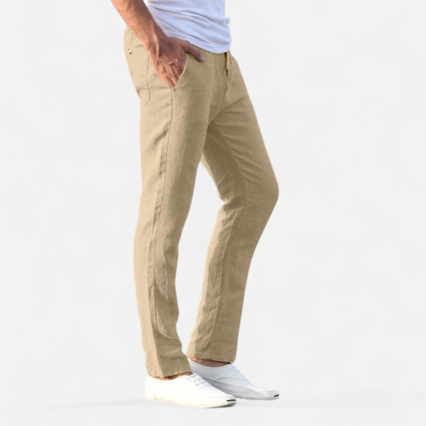 Ritouh | Men’s Linen-Cotton Trousers – Relaxed Fit, Elastic Waist