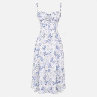 Ritouh | Women’s Summer Midi Dress – Sleeveless with Drawstring Fit
