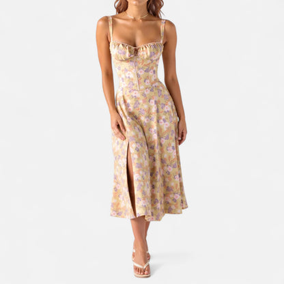 Ritouh | Women’s Summer Midi Dress – Sleeveless with Drawstring Fit