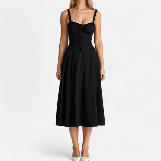 Ritouh | Women’s Summer Midi Dress – Sleeveless with Drawstring Fit