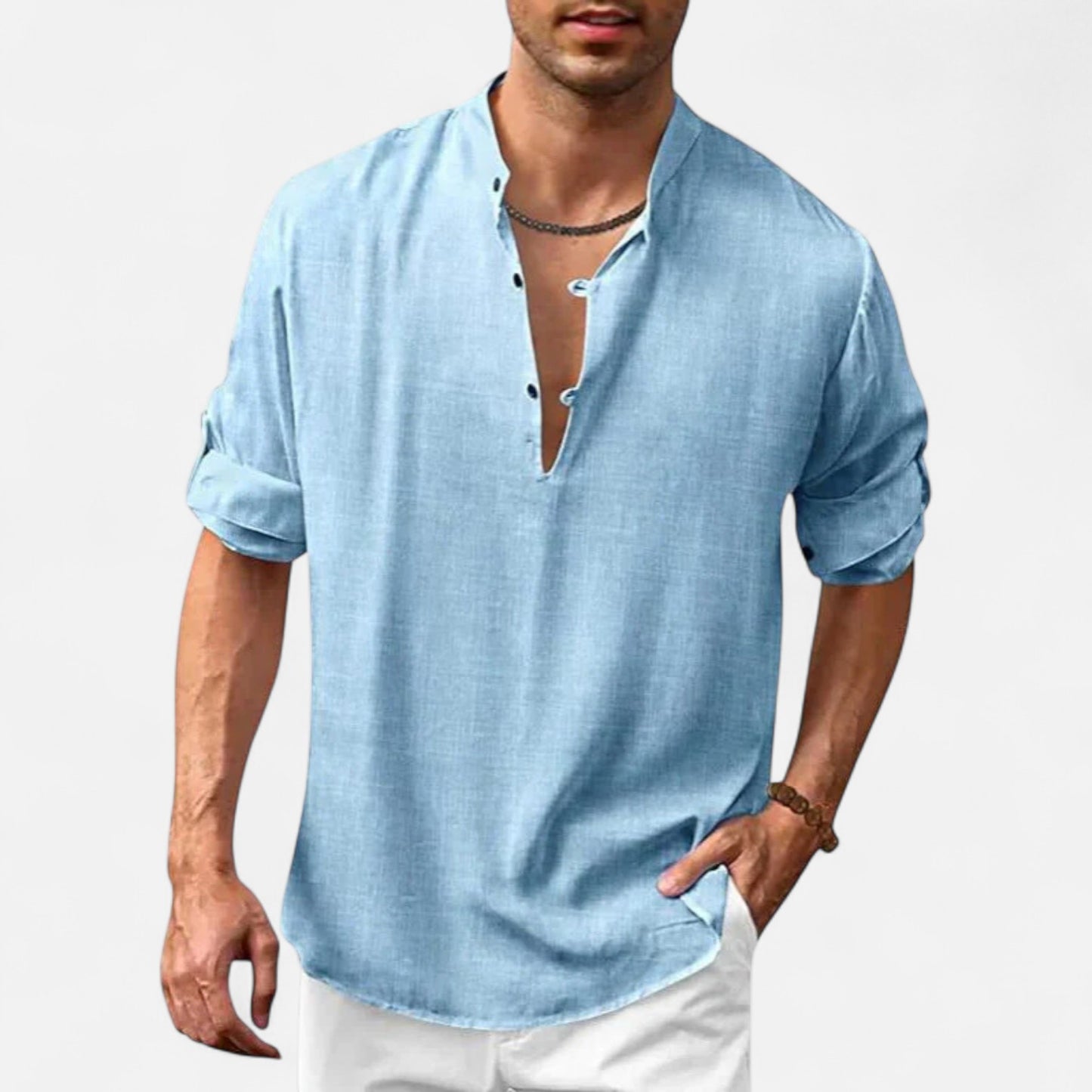 Ritouh | Men’s Lightweight Henley Shirt – Casual Comfort, Natural Texture