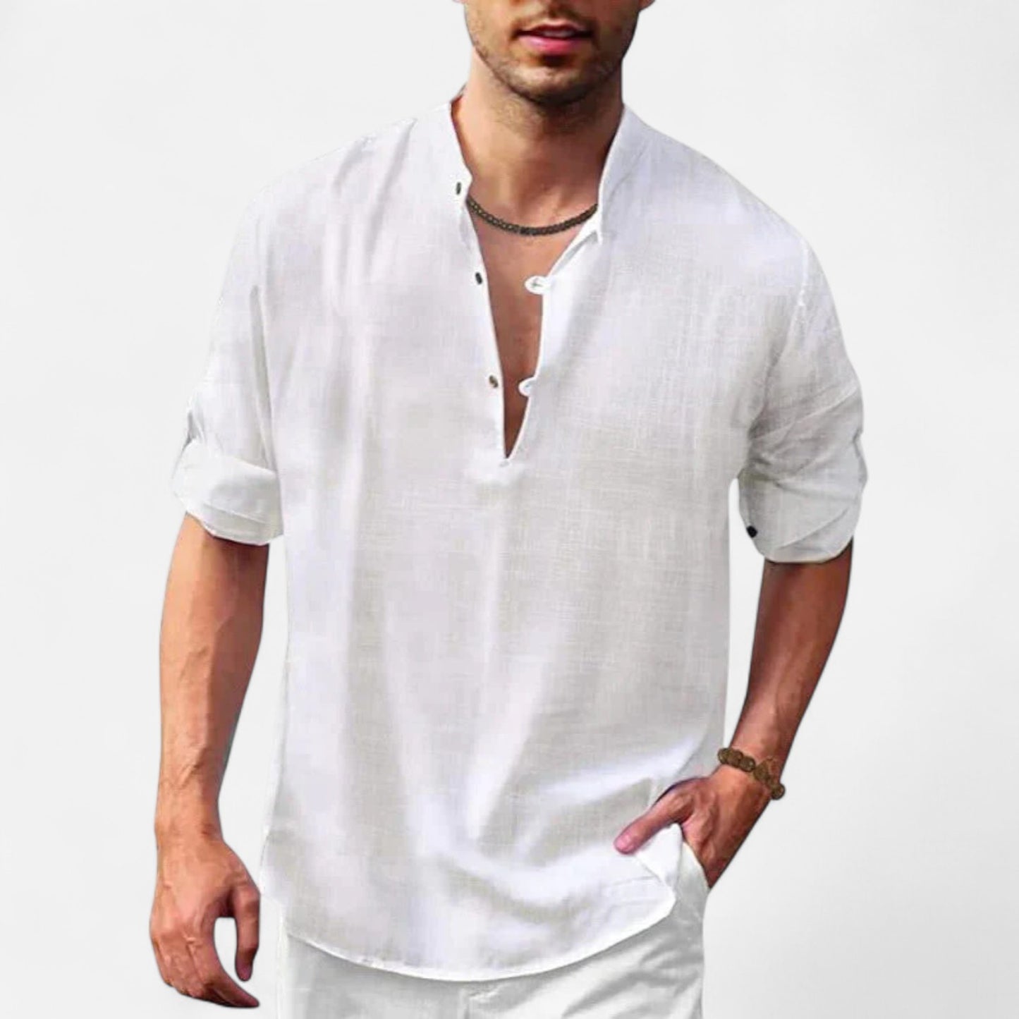 Ritouh | Men’s Lightweight Henley Shirt – Casual Comfort, Natural Texture
