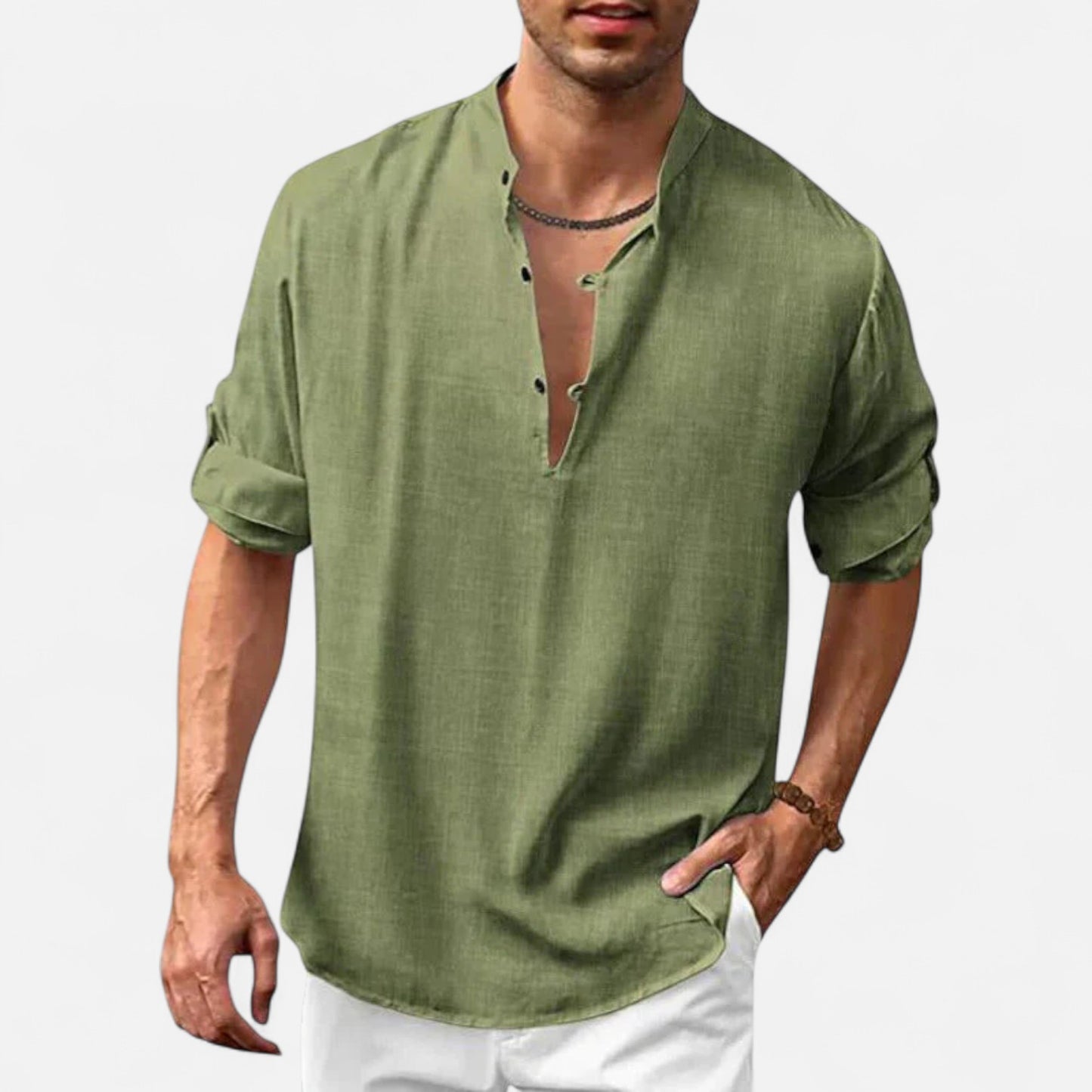 Ritouh | Men’s Lightweight Henley Shirt – Casual Comfort, Natural Texture