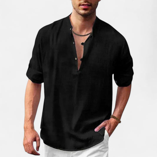 Ritouh | Men’s Lightweight Henley Shirt – Casual Comfort, Natural Texture