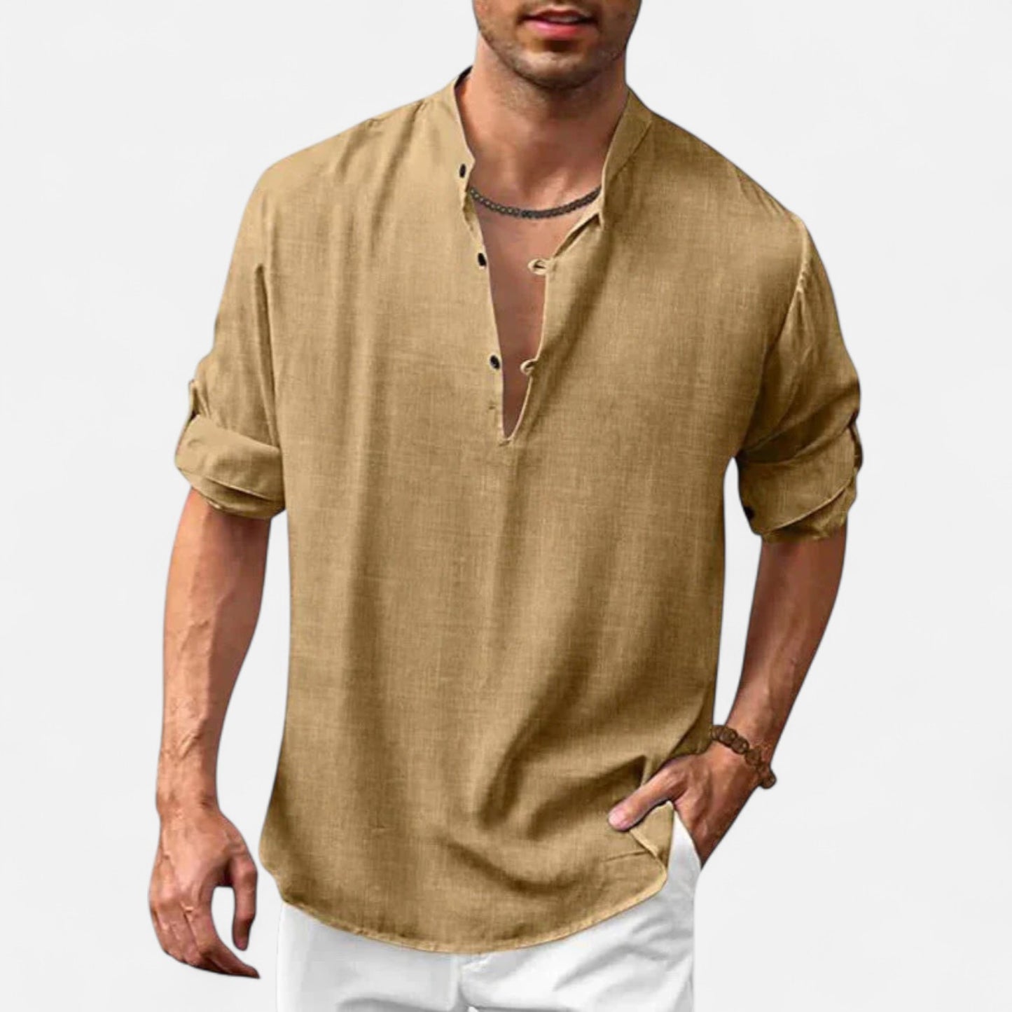 Ritouh | Men’s Lightweight Henley Shirt – Casual Comfort, Natural Texture