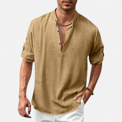 Ritouh | Men’s Lightweight Henley Shirt – Casual Comfort, Natural Texture
